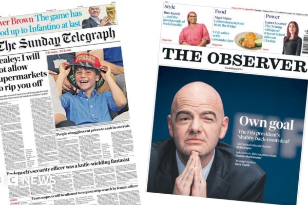 Newspaper headlines: Chancellor 'warns' supermarkets and 'own goal'