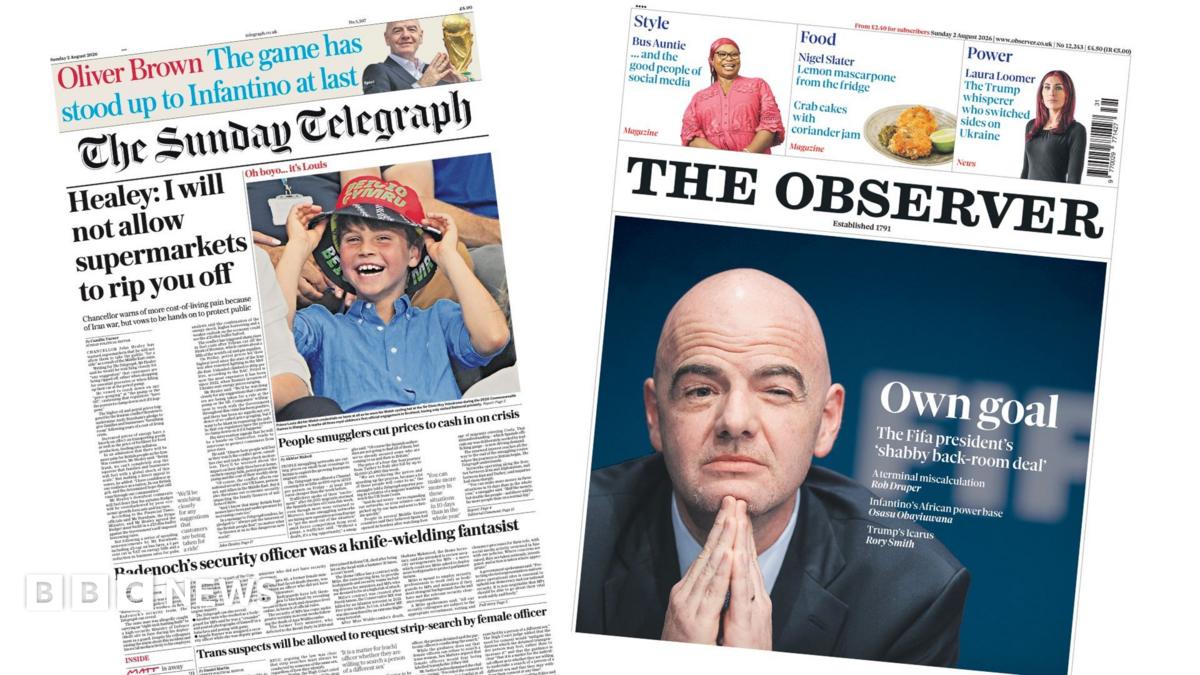 Newspaper headlines: Chancellor 'warns' supermarkets and 'own goal'