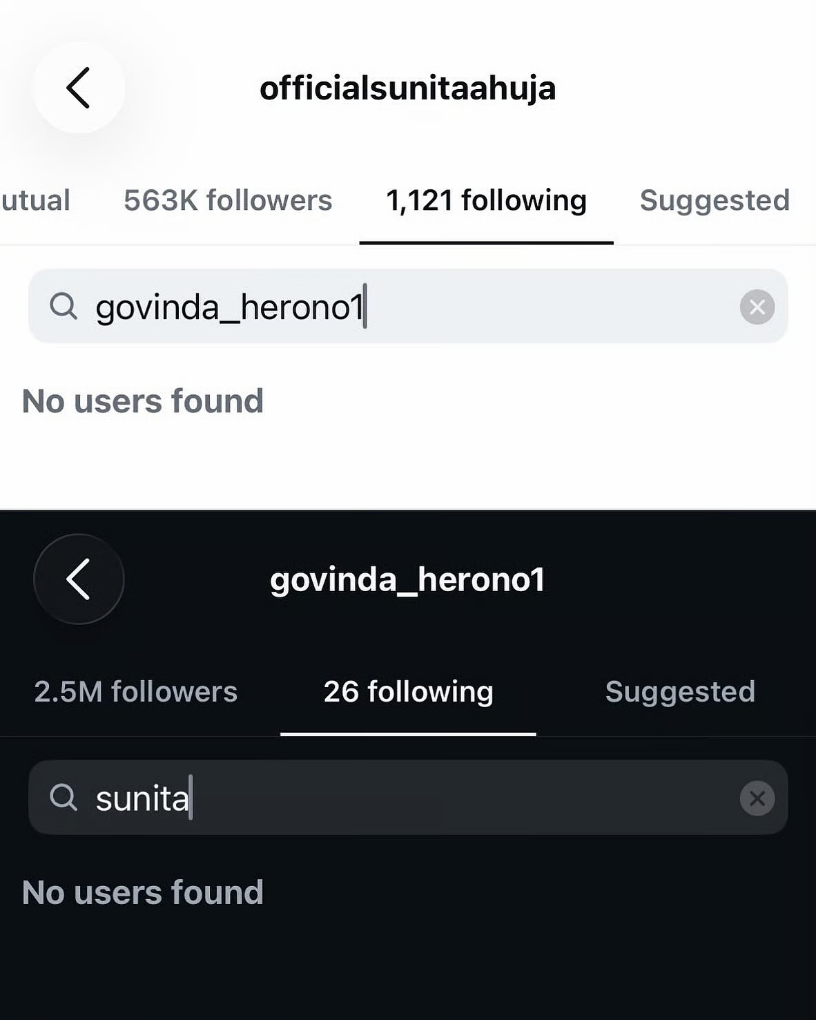 Govinda: Amid marriage trouble, Govinda and Sunita Ahuja unfollow each other on Instagram | Hindi Movie News