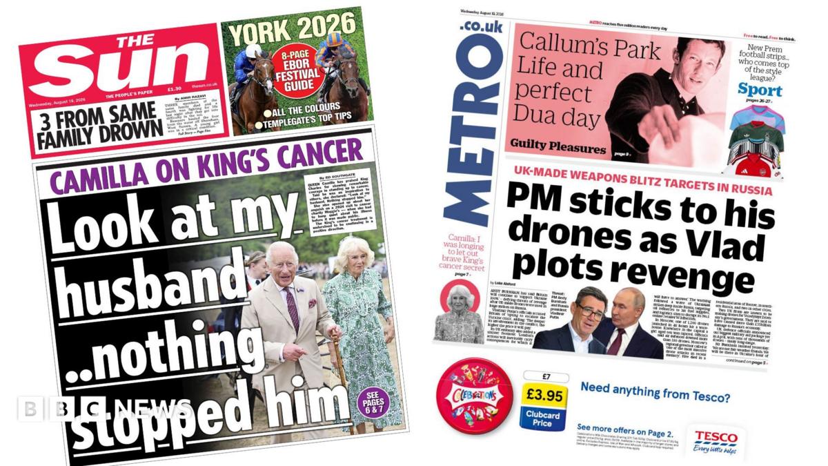 Newspaper headlines: 'Look at my husband' and 'Vlad plots revenge'