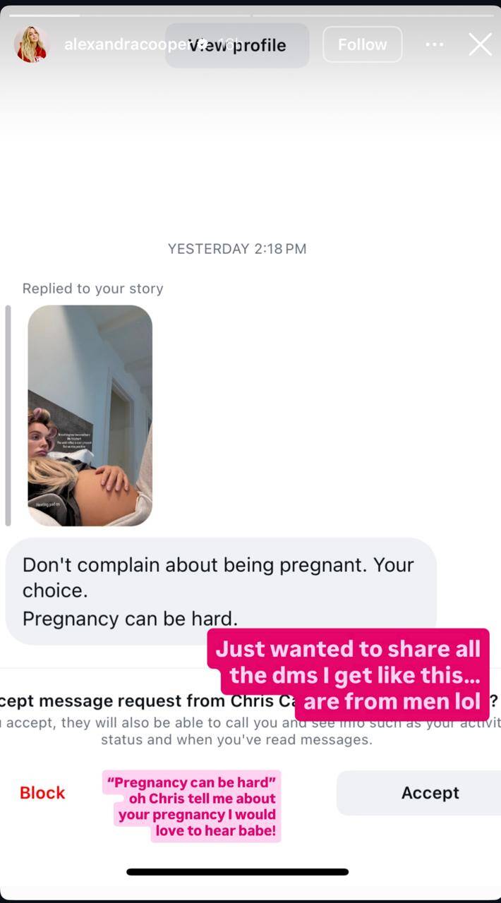 'Call Her Daddy' host Alex Cooper slams troll who asks her to stop 'complaining' about pregnancy: 'DMs I get like this...are from men' |
