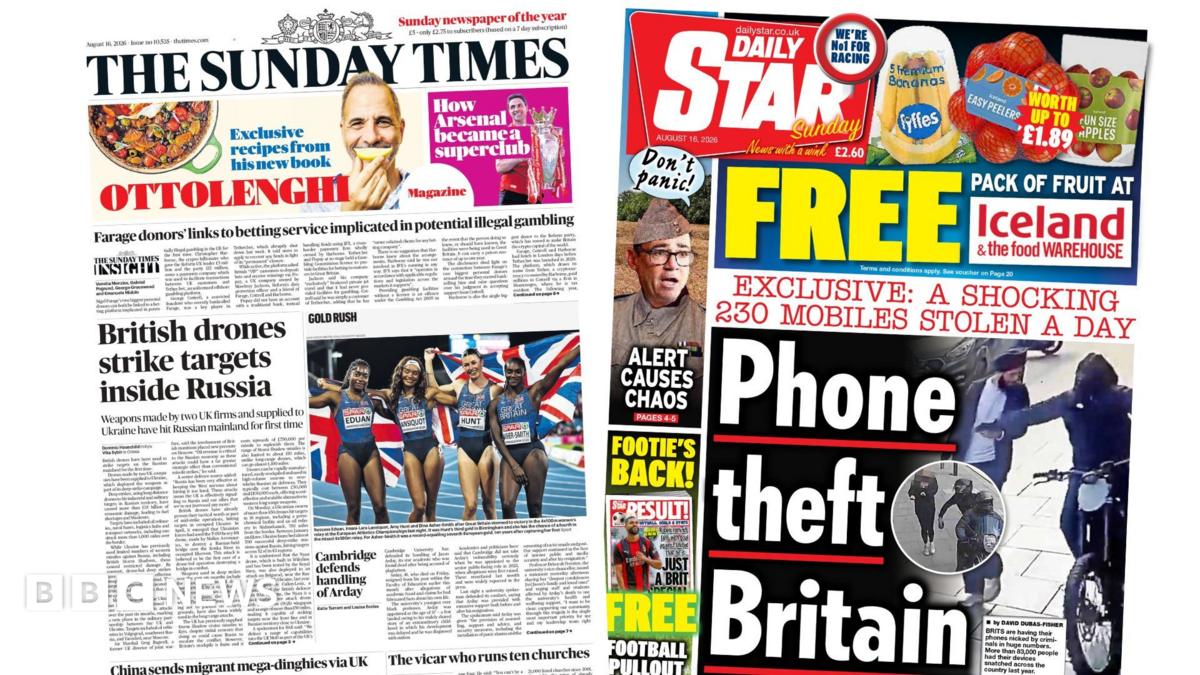 The Papers: UK-made drones 'strike Russia' and 'phone theft Britain'
