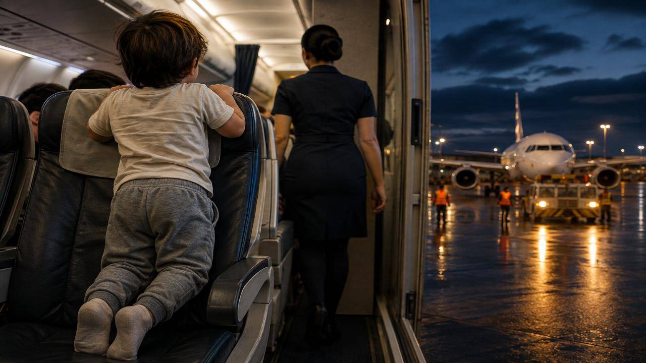A young child could not be safely secured on a flight from Victoria to Toronto; the aircraft turned back and left passengers stranded overnight in British Columbia |