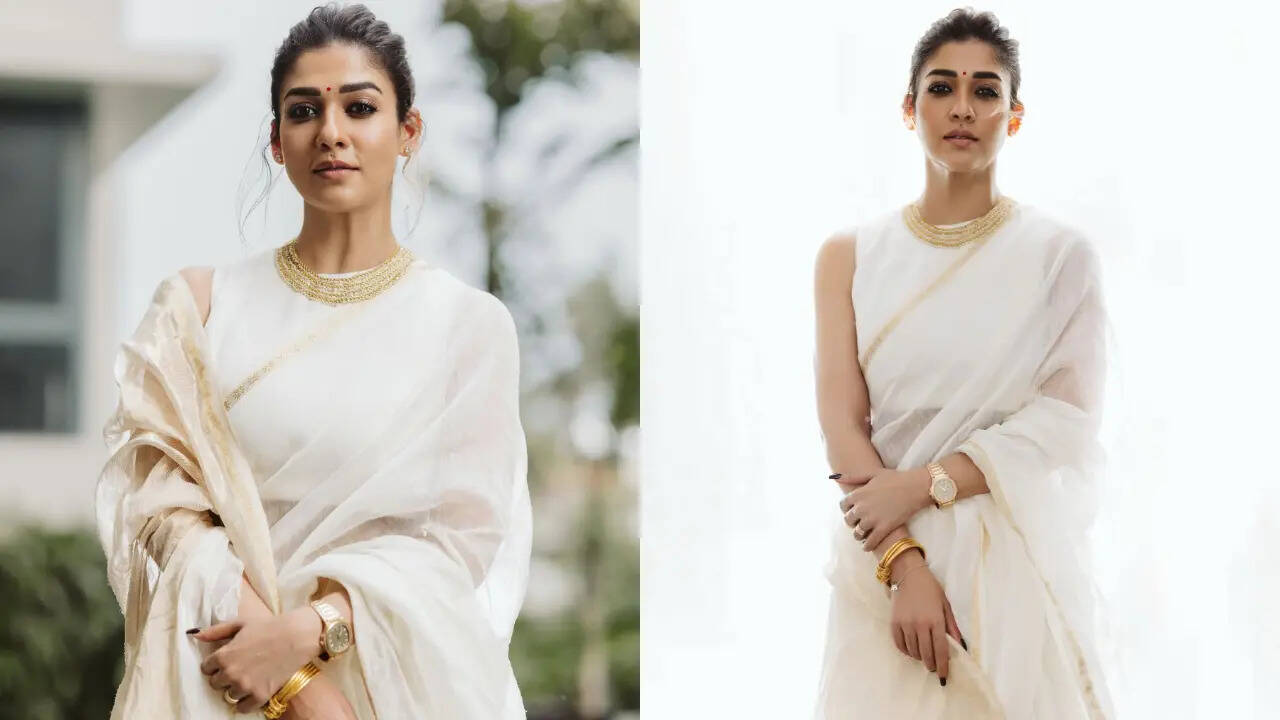 Nayanthara’s ivory saree, gold choker and gajra are a masterclass in minimal but classic Onam style