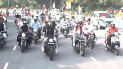 ‘Bharat is one, and will be forever’: VP Radhakrishnan flags off Tiranga bike rally in Delhi, NDA MPs participate | India News