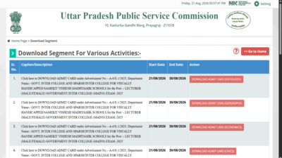 UPPSC GIC Lecturer admit card 2026 released at uppsc.up.nic.in: Direct link to download hall ticket here