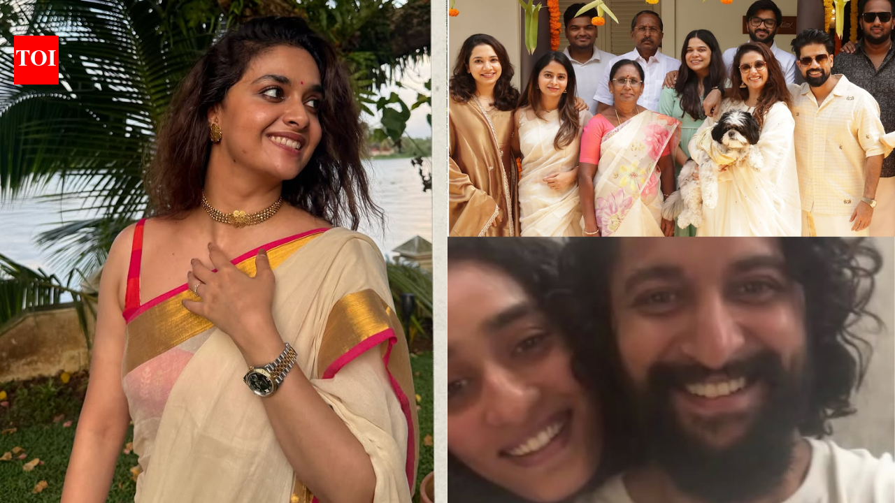 Keerthy Suresh celebrates Onam with husband Antony Thattil, family and friends; shares sweet moment with Nani on video call | Telugu Movie News