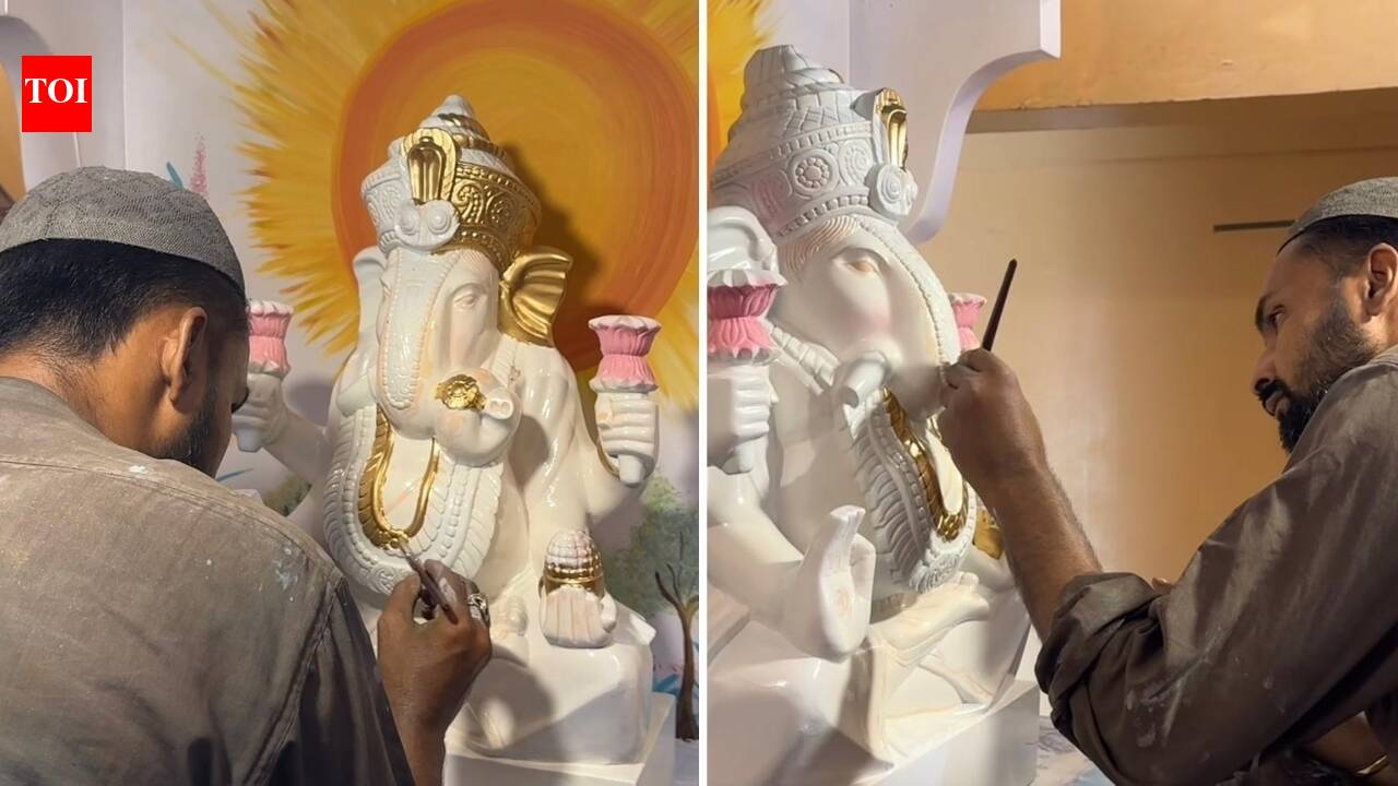 Viral video: ‘Kaun Hindu, kaun Muslim?’ Muslim artist paints Ganapati idol for Marathi family in Karachi