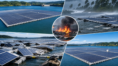 In 2018, Japan opened a floating solar farm with more than 50,000 panels; 18 months later, Typhoon Faxai's 120mph winds tore modules loose and around 50 panels caught fire