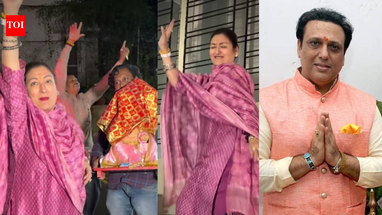 Ganesh Chaturthi: 'Govinda ji kahan hai?' Fans question as Sunita Ahuja dances her heart out while welcoming Ganpati Bappa alone at home amid cheating allegations on her husband | Hindi Movie News