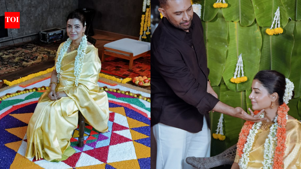 Mom-to-be Samantha Ruth Prabhu shares traditional baby shower pictures with hubby Raj Nidimoru; says, ‘I have always had a deep respect for our traditions’ |