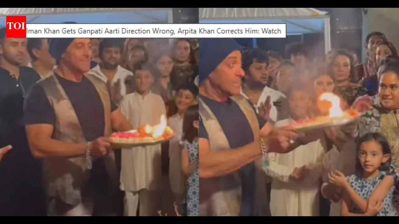 Salman Khan gets aarti direction wrong during Ganpati celebrations, sister Arpita Khan Sharma’s quick correction wins hearts online |