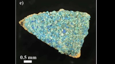 A 5,000-year-old skeleton was found with mysterious blue pigment; scientists are trying to determine where it came from |