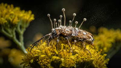 A fungus turns beetles into zombies and makes them die on flowers; scientists say the timing helps infect the next generation |
