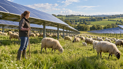A UK farmer started with 20 sheep on 18 acres; free grazing beneath solar panels helped her expand to more than 200 sheep and 250 acres | World News