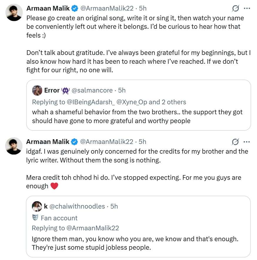 Armaan Malik HITS BACK at trolls calling him and Amaal Mallik 'ungrateful' to Salman Khan amid 'Main Hoon Hero Tera' credit row: 'Don't talk about gratitude' |