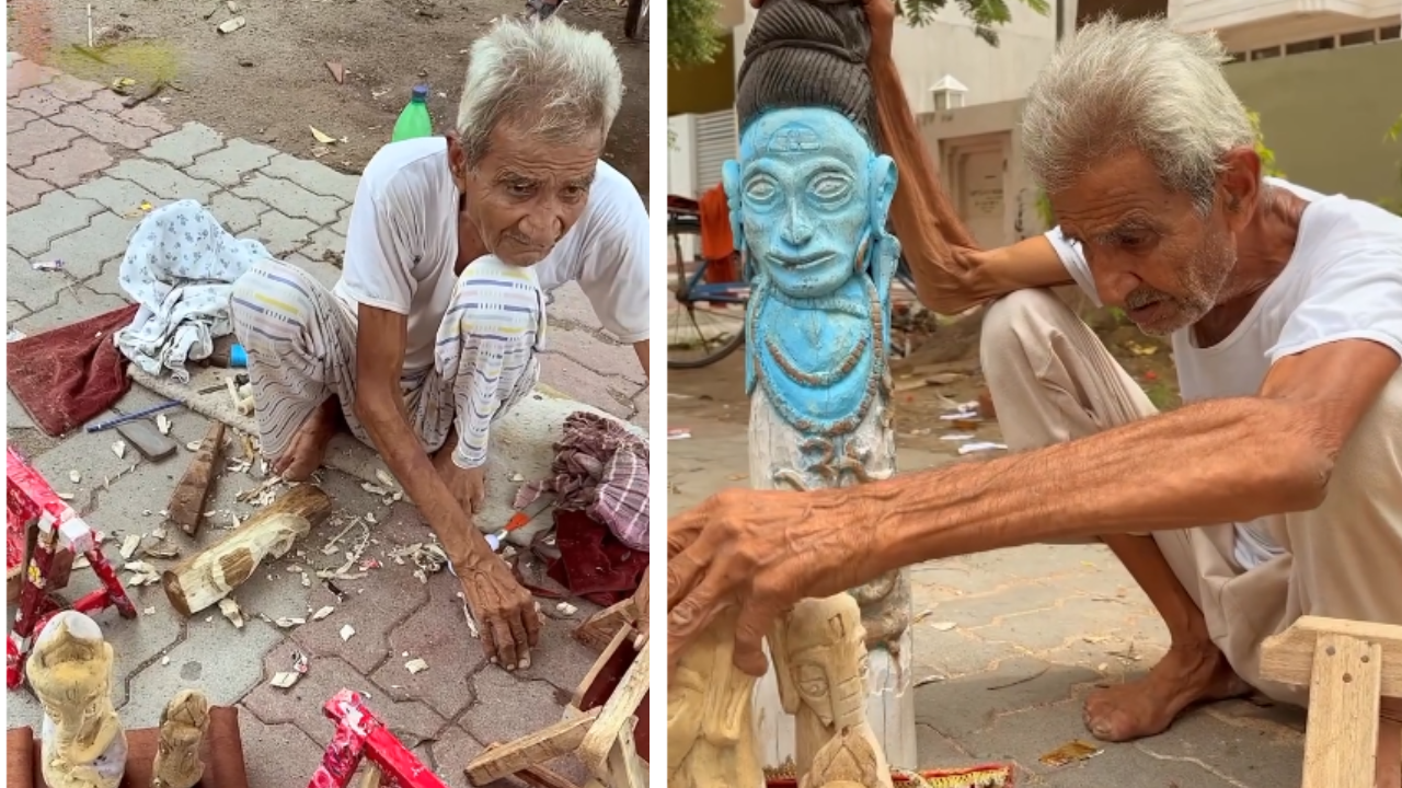 Meet Ishtiaq Ali: 85-year-old artist from Lucknow who carves Hindu gods on living trees without harming them; “When I sleep, I see Devi-Devtas…” |