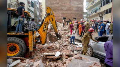 Watch: CCTV captures moment Delhi's Satya Niketan building collapses, leaving 6 dead | India News
