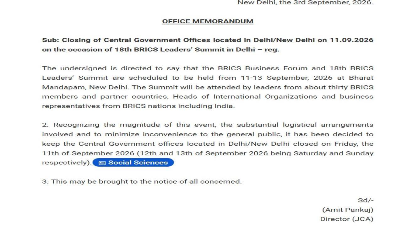 BRICS Summit 2026: Is Delhi closed on September 11? What’s open, what’s shut and what travellers need to know |