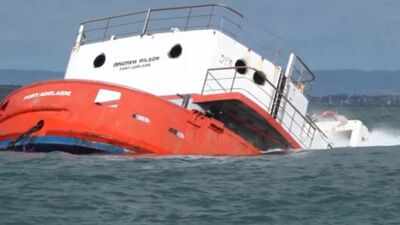 South Australia sank a 40-metre dredger six kilometres off Adelaide; the ship now rests 20 metres underwater as a new reef in a $165 million algal-bloom recovery plan