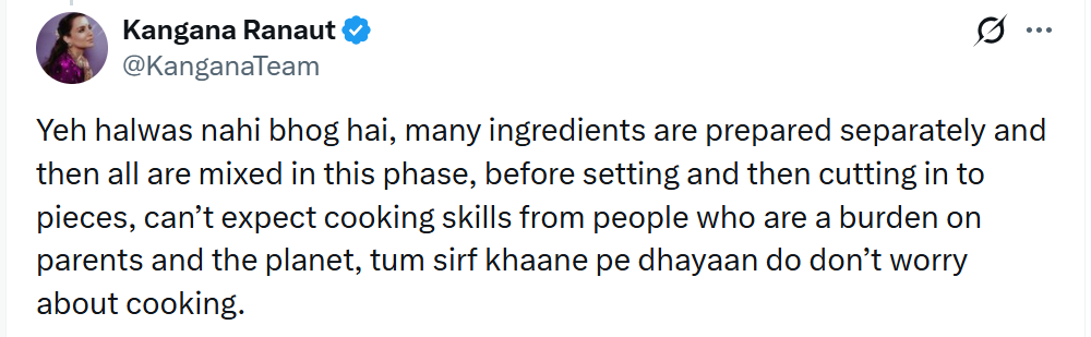 Kangana Ranaut hits back at trolls pointing mistakes in her bhog preparation video on Janmashtami: 'Tum msirf khaane pe dhyaan do' | Hindi Movie News