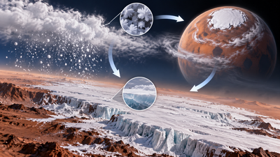 Mars winter turns carbon dioxide into snow and ice, cycling 25% of the atmosphere and changing circulation across the planet |