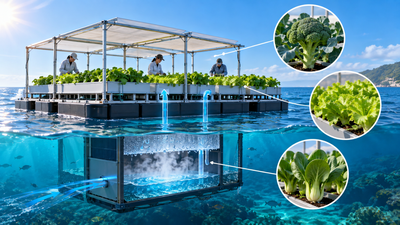 Scientists built a floating farm that grew broccoli, lettuce and pak choi using seawater; all three had over 80% germination |