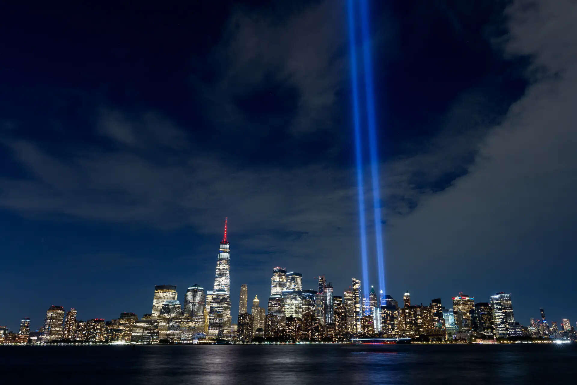 2,977 drones light up New York harbor in stunning 9/11 tribute: Watch the Twin Towers reappear